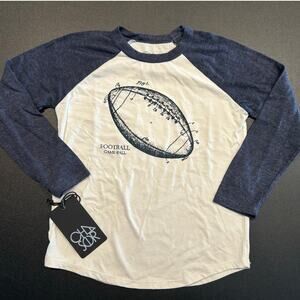 NWT Chaser Football Graphic Long Sleeve Baseball Tee, Blue/White, Boys Size 6